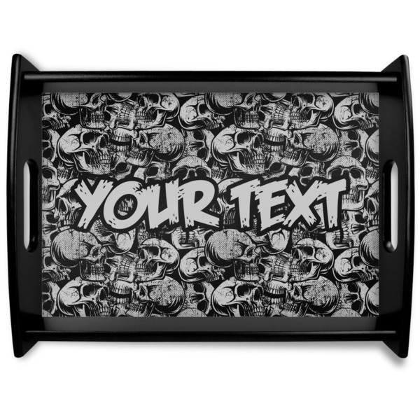 Custom Skulls Black Wooden Tray - Large (Personalized)