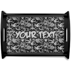 Skulls Black Wooden Tray - Small (Personalized)