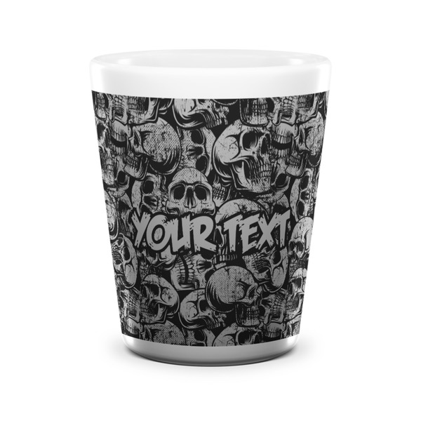 Custom Skulls Ceramic Shot Glass - 1.5 oz - White - Single (Personalized)