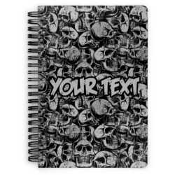 Skulls Spiral Notebook - 7x10 w/ Name or Text