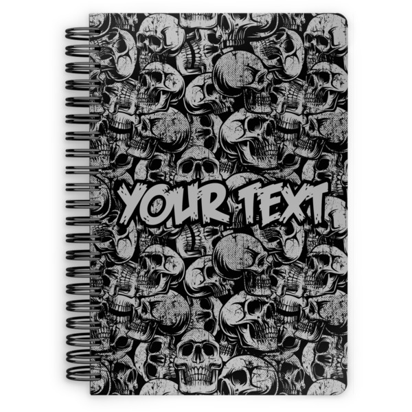 Custom Skulls Spiral Notebook - 7x10 w/ Name or Text