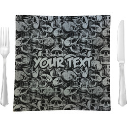 Skulls Glass Square Lunch / Dinner Plate 9.5" (Personalized)