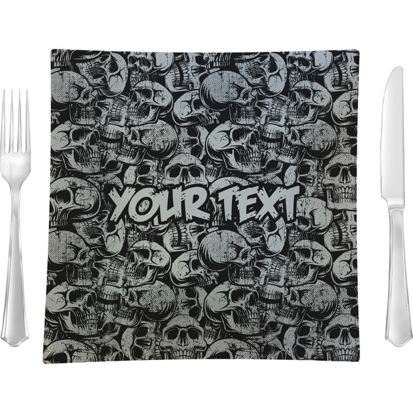 Custom Skulls Glass Square Lunch / Dinner Plate 9.5" (Personalized)