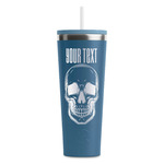 Skulls RTIC Everyday Tumbler with Straw - 28oz - Steel Blue - Double-Sided (Personalized)