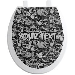 Skulls Toilet Seat Decal - Round (Personalized)