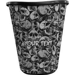 Skulls Waste Basket - Double Sided (Black) (Personalized)