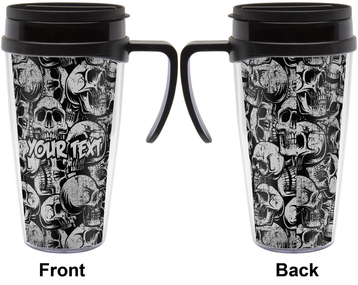 Skulls Acrylic Travel Mug with Handle (Personalized) - YouCustomizeIt