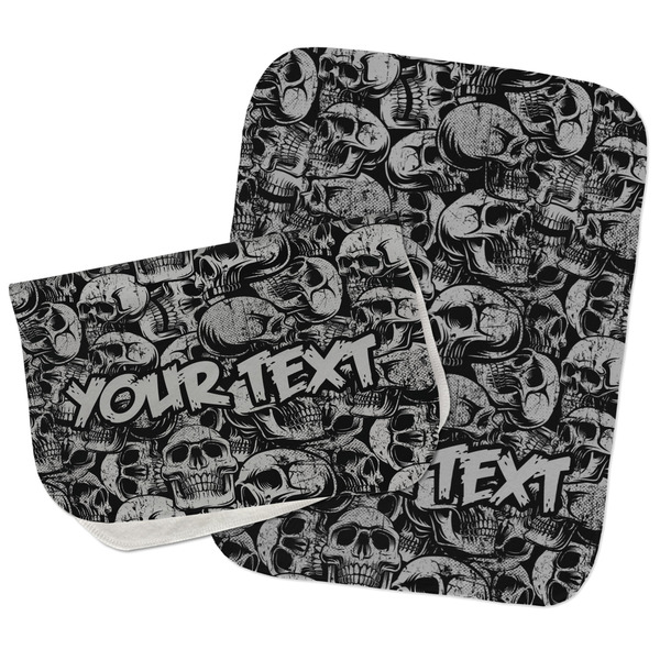 Custom Skulls Burp Cloths - Fleece - Set of 2 w/ Name or Text