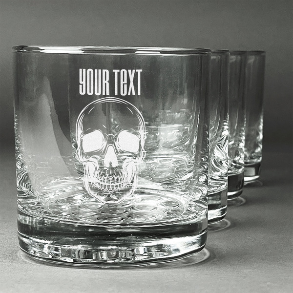 Custom Skulls Whiskey Glasses (Set of 4) (Personalized)