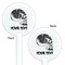 Skulls White Plastic 5.5" Stir Stick - Double Sided - Round - Front & Back