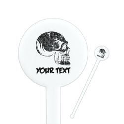 Skulls 7" Round Plastic Stir Sticks - White - Double Sided (Personalized)