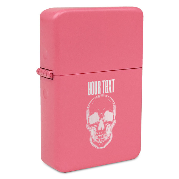 Custom Skulls Windproof Lighter - Pink - Double Sided & Lid Engraved (Personalized)