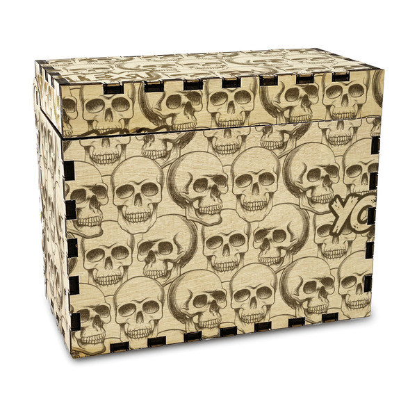 Custom Skulls Wood Recipe Box - Laser Engraved (Personalized)