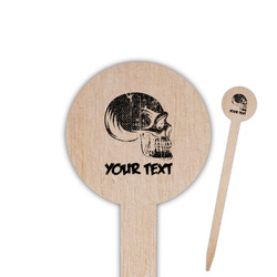 Skulls 6" Round Wooden Food Picks - Double Sided (Personalized)