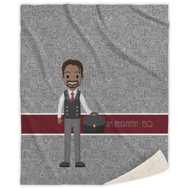 Custom Lawyer / Attorney Avatar Sherpa Throw Blanket (Personalized)