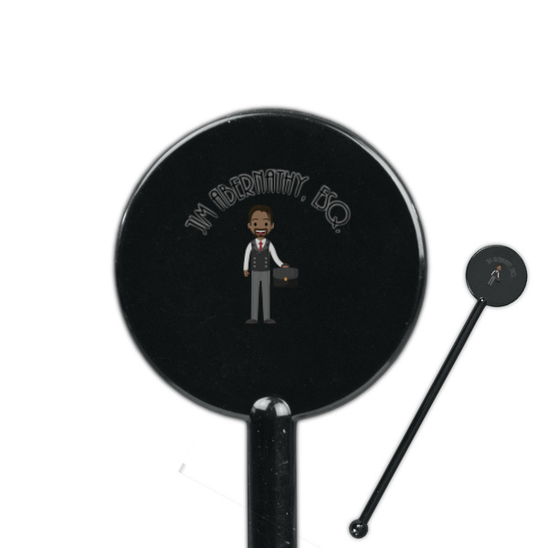 Custom Lawyer / Attorney Avatar 5.5" Round Plastic Stir Sticks - Black - Single Sided (Personalized)