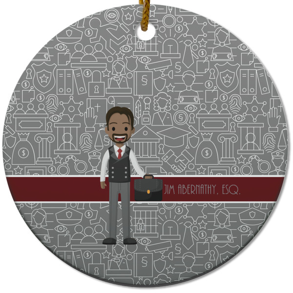 Custom Lawyer / Attorney Avatar Round Ceramic Ornament w/ Name or Text