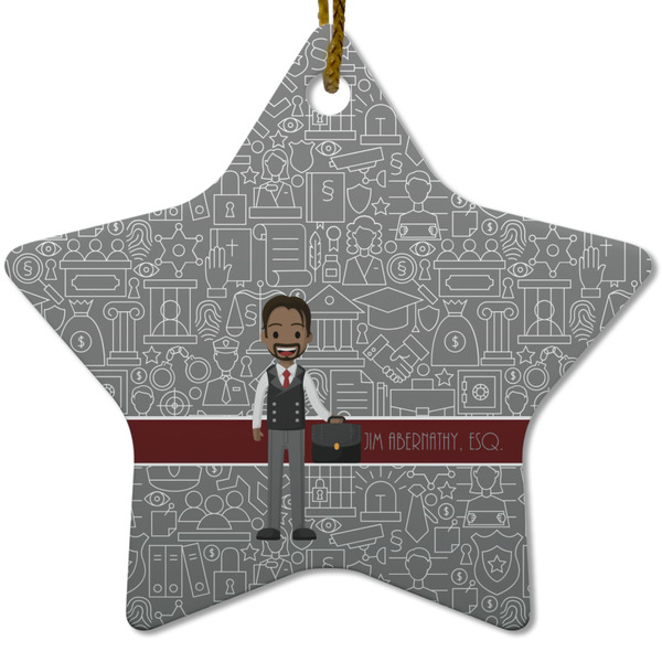 Custom Lawyer / Attorney Avatar Star Ceramic Ornament w/ Name or Text