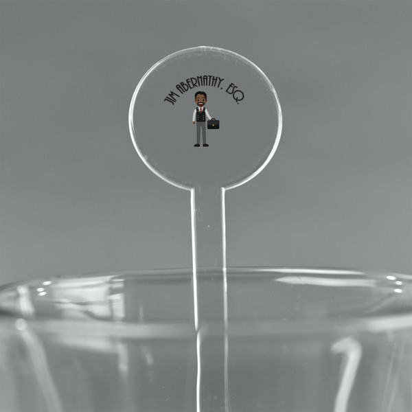 Custom Lawyer / Attorney Avatar 7" Round Plastic Stir Sticks - Clear (Personalized)