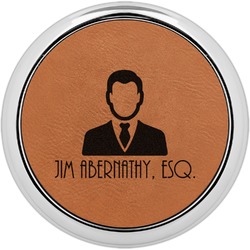 Lawyer / Attorney Avatar Set of 4 Leatherette Round Coasters w/ Silver Edge (Personalized)