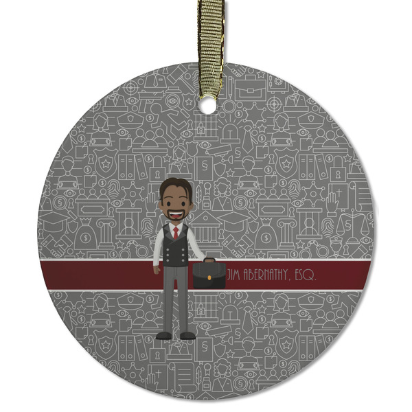 Custom Lawyer / Attorney Avatar Flat Glass Ornament - Round w/ Name or Text