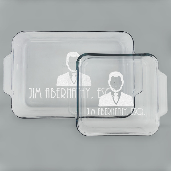 Custom Lawyer / Attorney Avatar Set of Glass Baking & Cake Dish - 13in x 9in & 8in x 8in (Personalized)