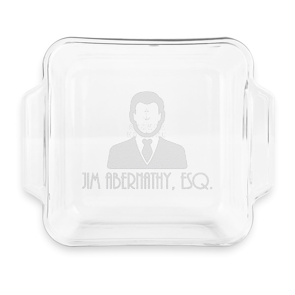 Custom Lawyer / Attorney Avatar Glass Cake Dish with Truefit Lid - 8in x 8in (Personalized)