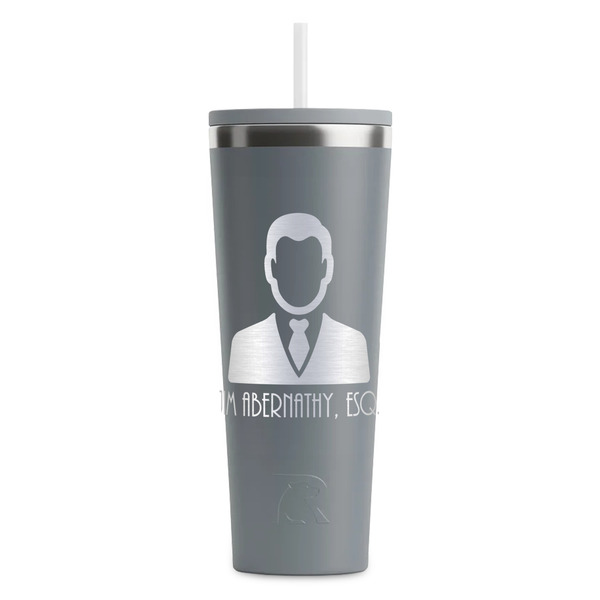 Custom Lawyer / Attorney Avatar RTIC Everyday Tumbler with Straw - 28oz - Grey - Double-Sided (Personalized)