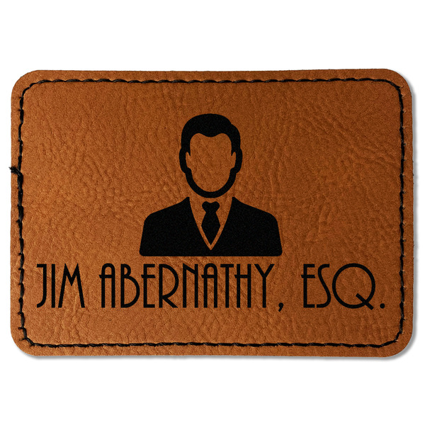 Custom Lawyer / Attorney Avatar Faux Leather Iron On Patch - Rectangle (Personalized)