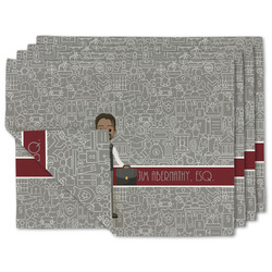 Lawyer / Attorney Avatar Double-Sided Linen Placemat - Set of 4 w/ Name or Text