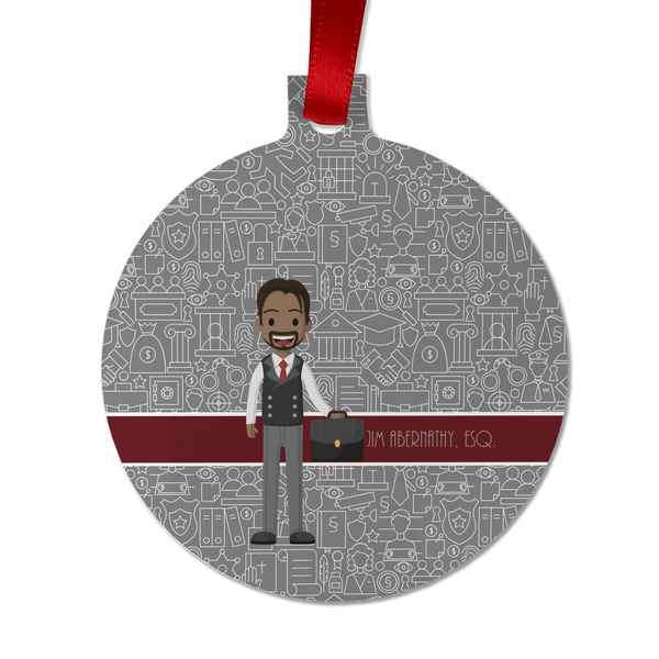 Custom Lawyer / Attorney Avatar Metal Ball Ornament - Double Sided w/ Name or Text