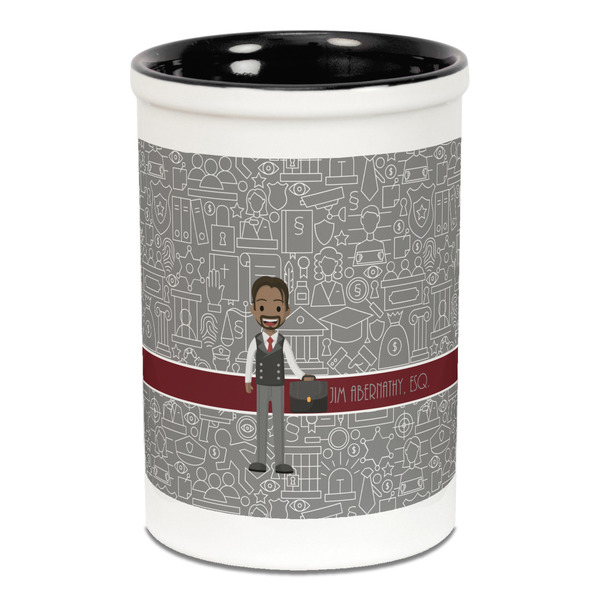 Custom Lawyer / Attorney Avatar Ceramic Pencil Holders - Black