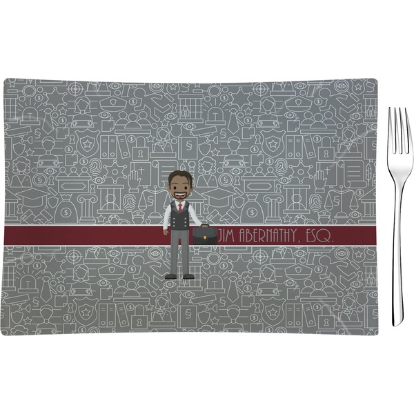 Custom Lawyer / Attorney Avatar Glass Rectangular Appetizer / Dessert Plate (Personalized)