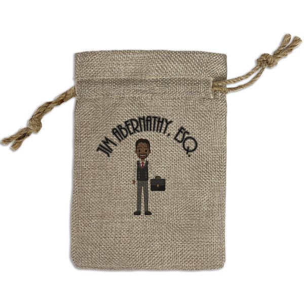 Custom Lawyer / Attorney Avatar Small Burlap Gift Bag - Front (Personalized)