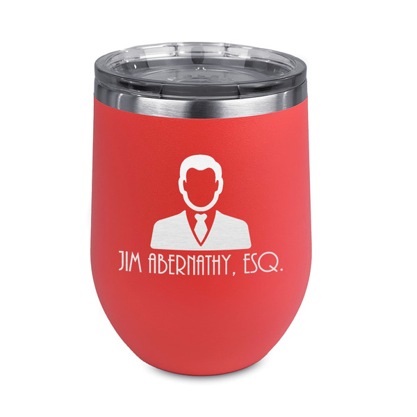 Custom Lawyer / Attorney Avatar Stemless Stainless Steel Wine Tumbler - Coral - Double Sided (Personalized)