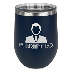 Lawyer / Attorney Avatar Stemless Stainless Steel Wine Tumbler - Navy - Single Sided (Personalized)
