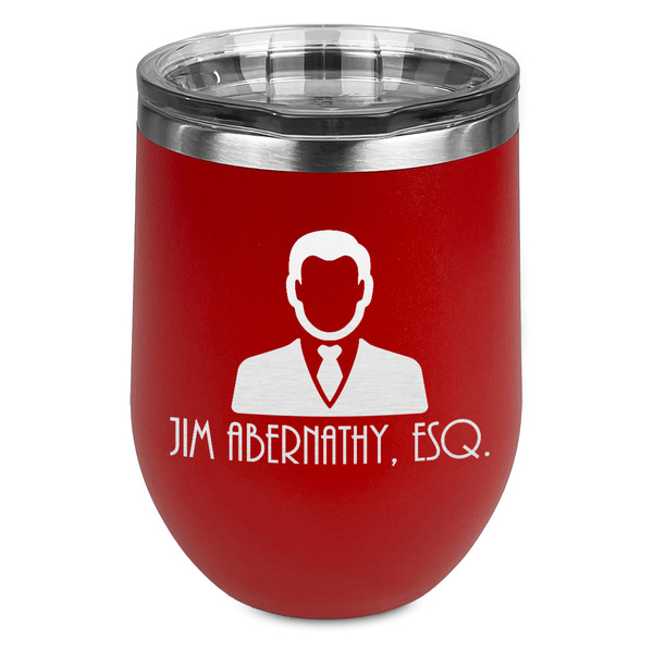 Custom Lawyer / Attorney Avatar Stemless Stainless Steel Wine Tumbler - Red - Double Sided (Personalized)