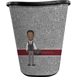 Lawyer / Attorney Avatar Waste Basket - Double Sided (Black) (Personalized)