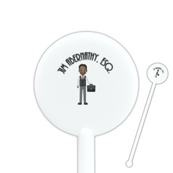 Lawyer / Attorney Avatar 5.5" Round Plastic Stir Sticks - White - Single Sided (Personalized)