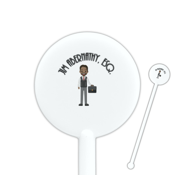 Custom Lawyer / Attorney Avatar 5.5" Round Plastic Stir Sticks - White - Double Sided (Personalized)