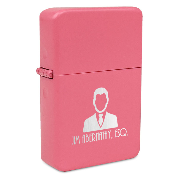 Custom Lawyer / Attorney Avatar Windproof Lighter - Pink - Double Sided & Lid Engraved (Personalized)