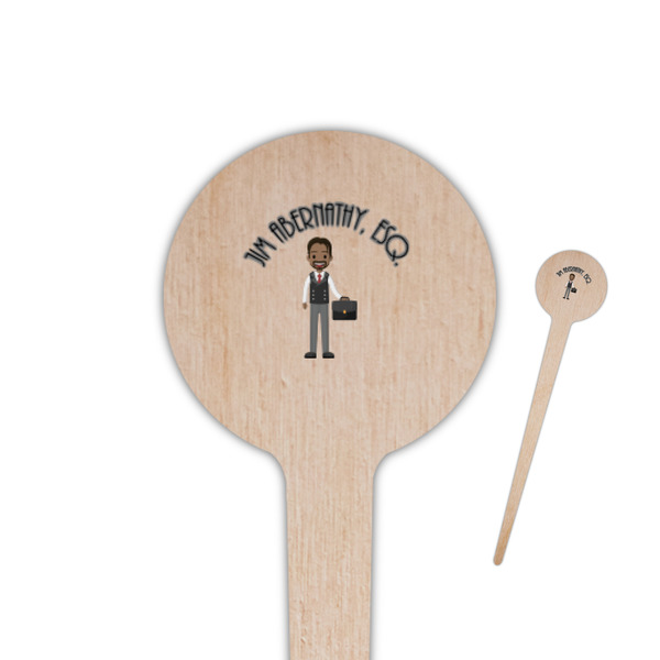 Custom Lawyer / Attorney Avatar 4" Round Wooden Food Picks - Single Sided (Personalized)