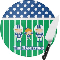 Football Round Glass Cutting Board - Small (Personalized)