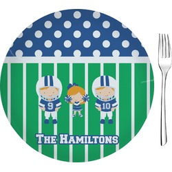 Football 8" Glass Appetizer / Dessert Plates - Single or Set (Personalized)