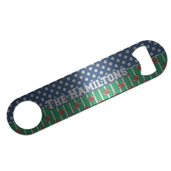 Custom Football Bar Bottle Opener - Silver w/ Multiple Names