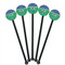 Football Black Plastic 5.5" Stir Stick - Round - Fan View