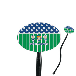 Football 7" Oval Plastic Stir Sticks - Black - Single Sided (Personalized)