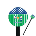 Football 7" Round Plastic Stir Sticks - Black - Single Sided (Personalized)