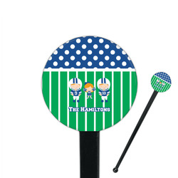 Football 7" Round Plastic Stir Sticks - Black - Single Sided (Personalized)