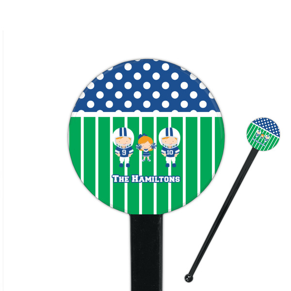 Custom Football 7" Round Plastic Stir Sticks - Black - Single Sided (Personalized)